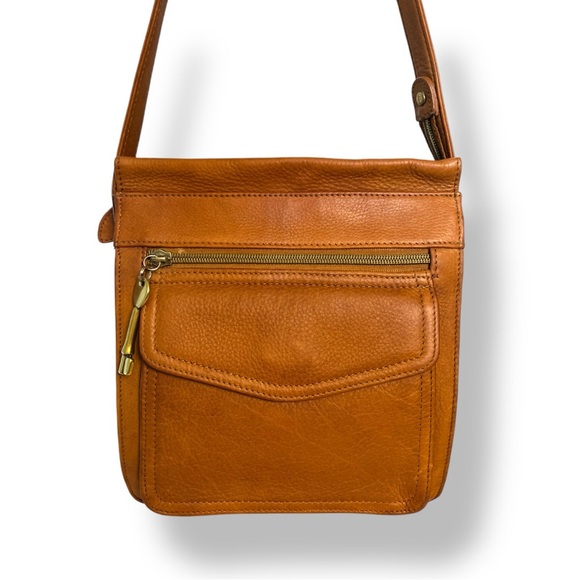 Fossil Handbags - Fossil Vintage Genuine Leather Crossbody Bag Brown